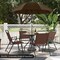 Costway 6 PCS Patio Dining Set Folding Chairs Glass Table Tilt Umbrella Garden Brown